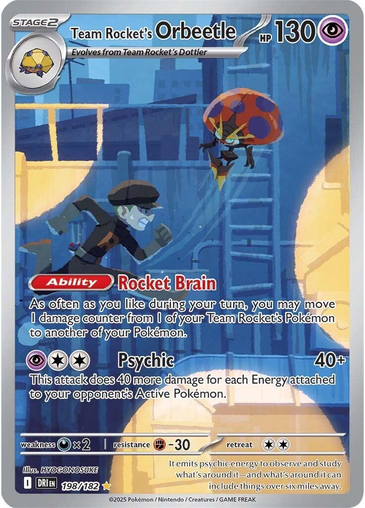 Pokemon Trading Card Game Destined Rivals Illustration Rare Team Rocket's Orbeetle #198