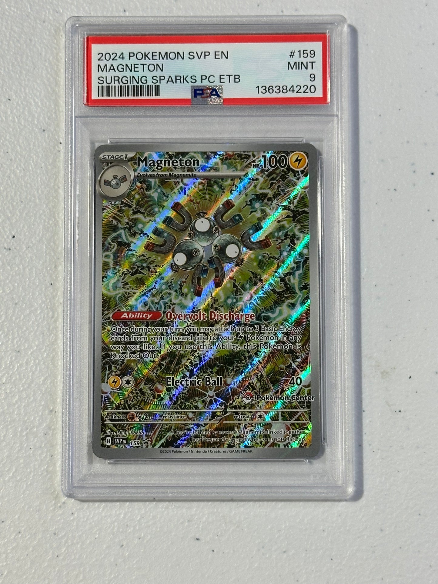 2024 Surging Sparks Magneton (Pokémon Center ETB Promo) #159 – PSA 9 Mint