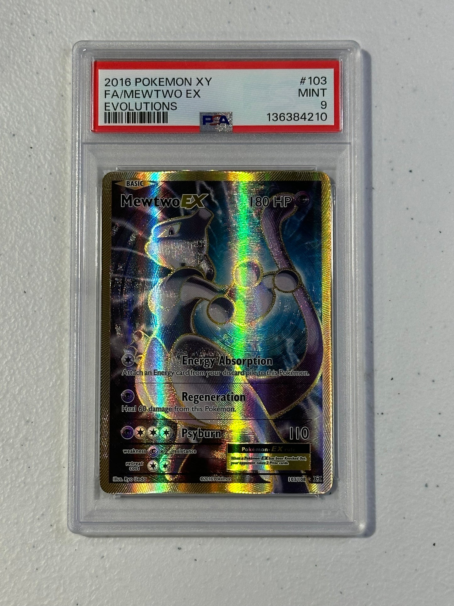 2016 XY Evolutions Mewtwo EX (Full Art) #103 – PSA 9 Mint