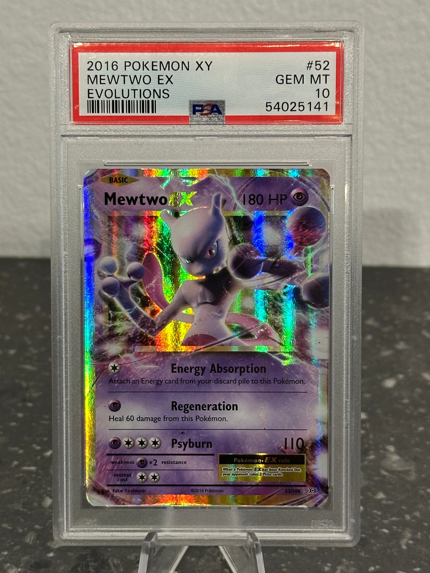 2016 Pokemon XY Mewtwo EX Evolutions Ultra Rare #52 - PSA 10 GEM MINT