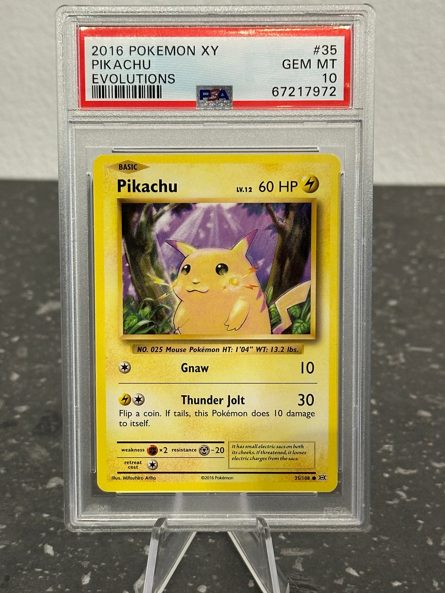 2016 Pokemon XY Evolutions Pikachu Base Set Reprint #35 - PSA 10 GEM MINT