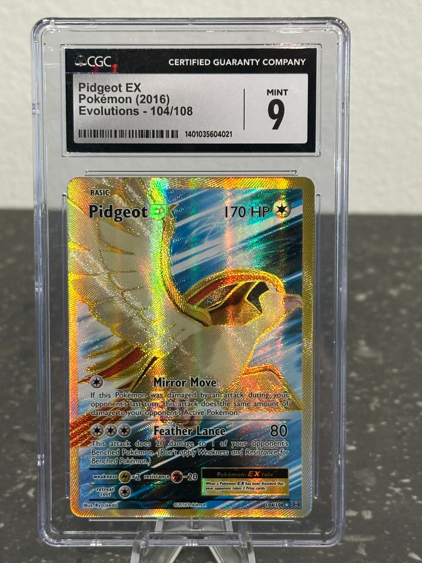 2016 Pokemon XY Evolutions Pidgeot EX Full Art #104/108 - CGC 9 MINT