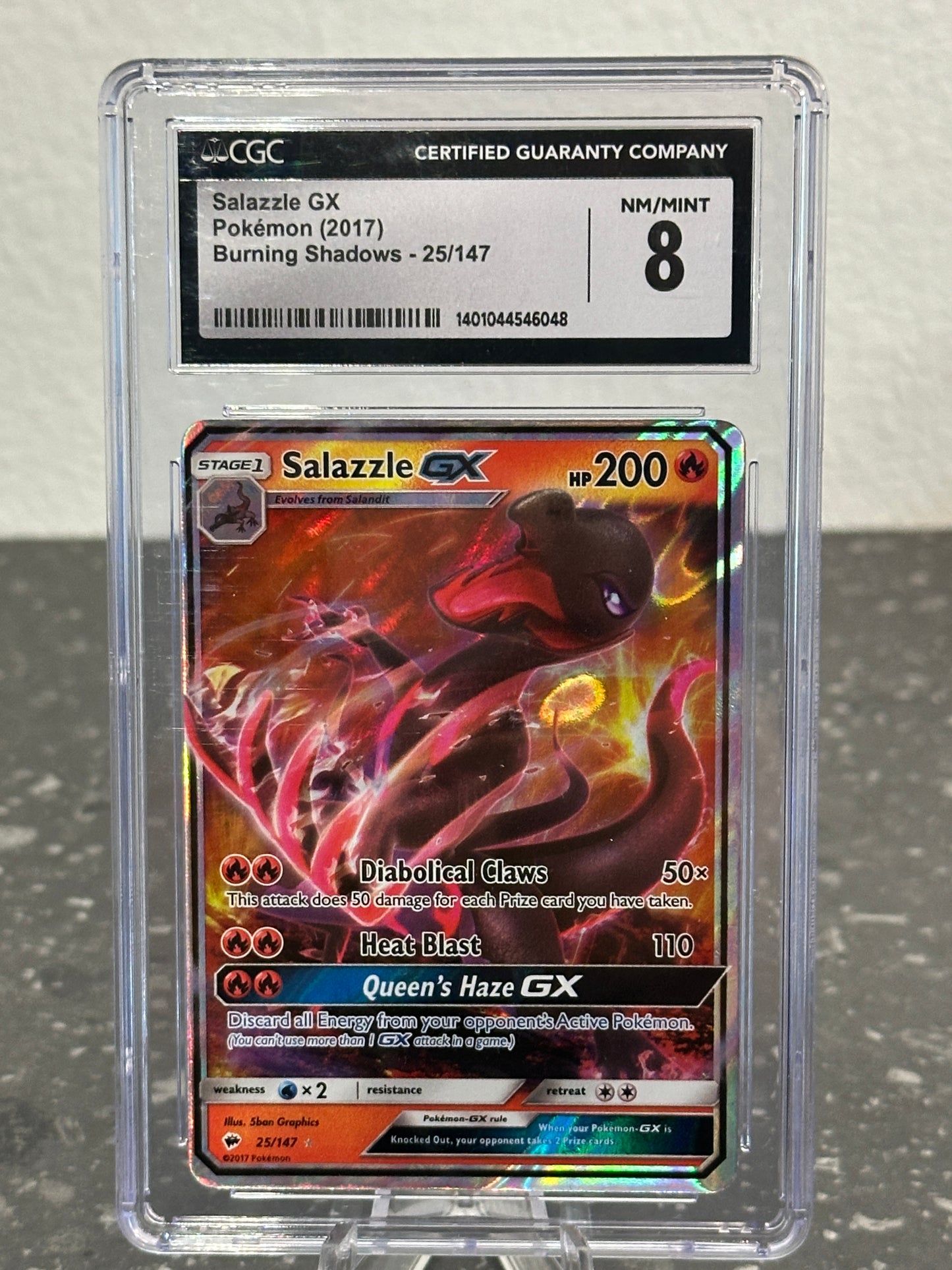 2017 Pokemon Burning Shadows Salazzle GX Ultra Rare #25/147 - CGC 8 NM/MINT