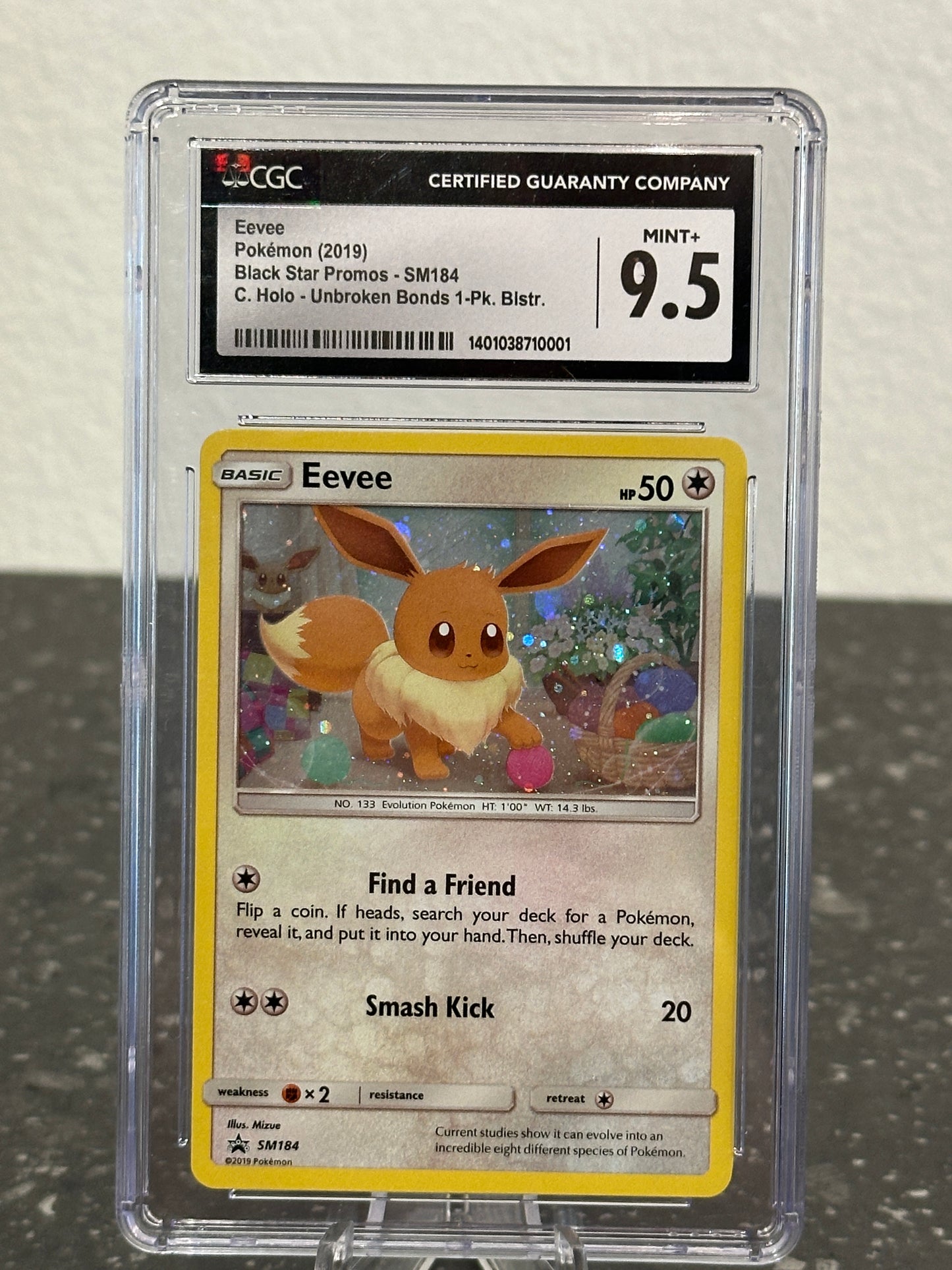2019 Pokemon Eevee Black Star Promo SM184 Unbroken Bonds Blister - CGC 9.5 MINT+
