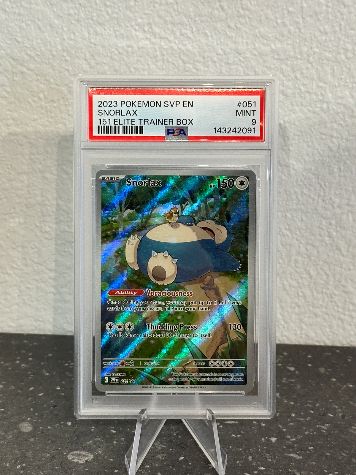 2023 Pokemon SV Black Star Promo Snorlax #051 Pokemon 151 ETB PSA 9 MINT