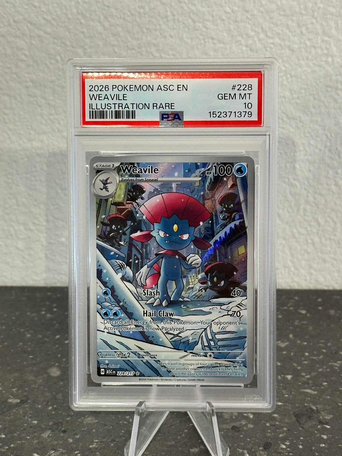 2026 Pokemon ASC Weavile Illustration Rare #228 PSA 10 GEM MINT