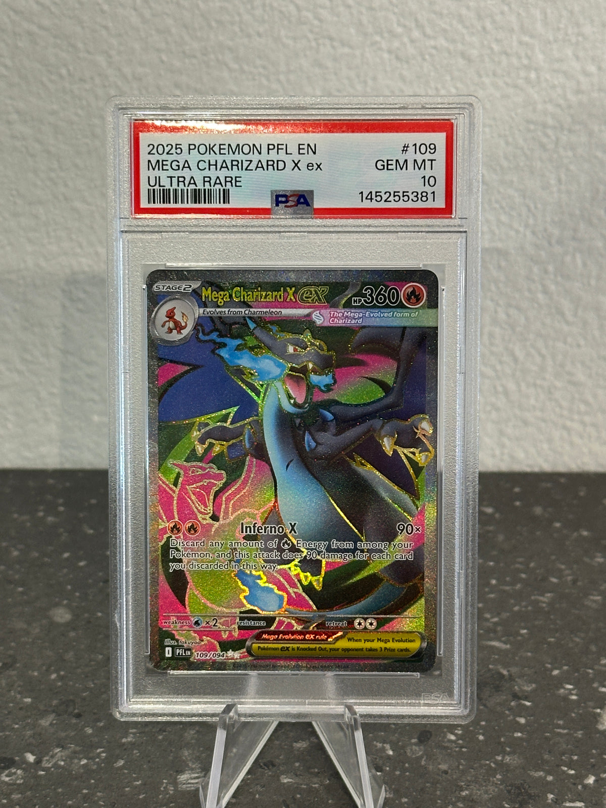 2025 Pokemon PFL Mega Charizard X ex Ultra Rare #109 PSA 10 GEM MINT