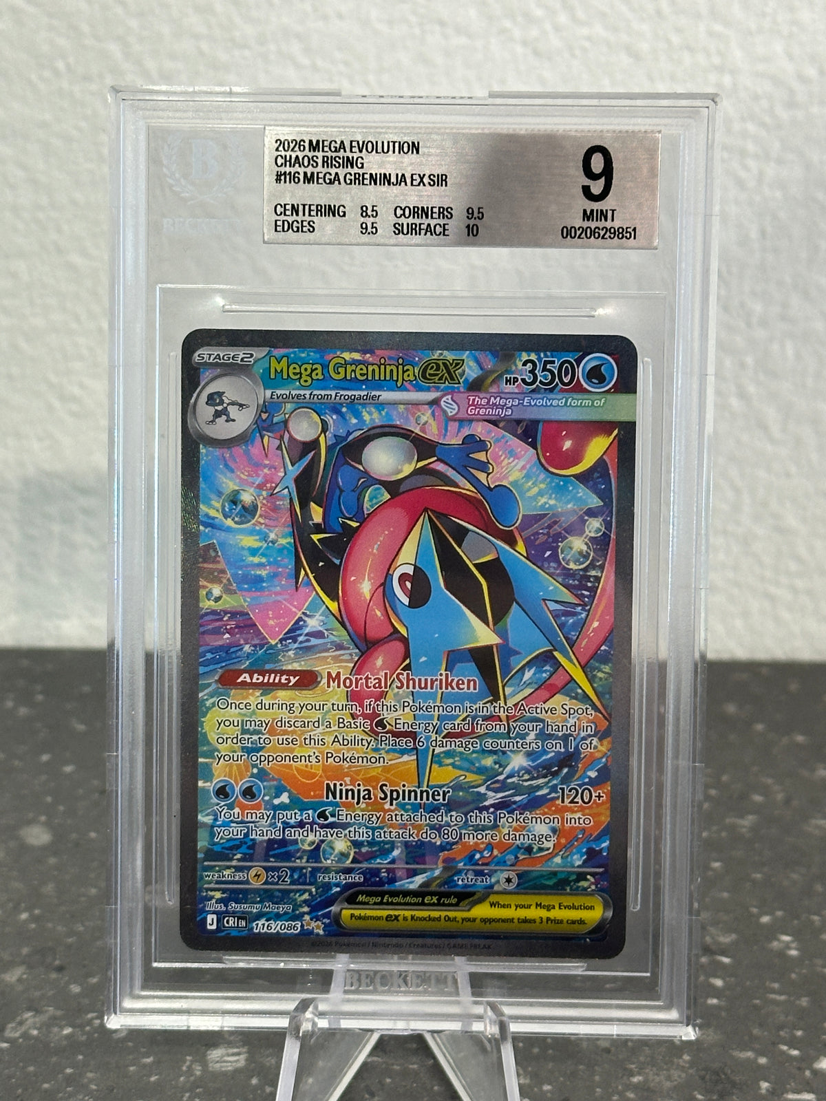 2026 Pokemon Mega Evolution Chaos Rising Mega Greninja ex SIR #116 BGS 9 MINT