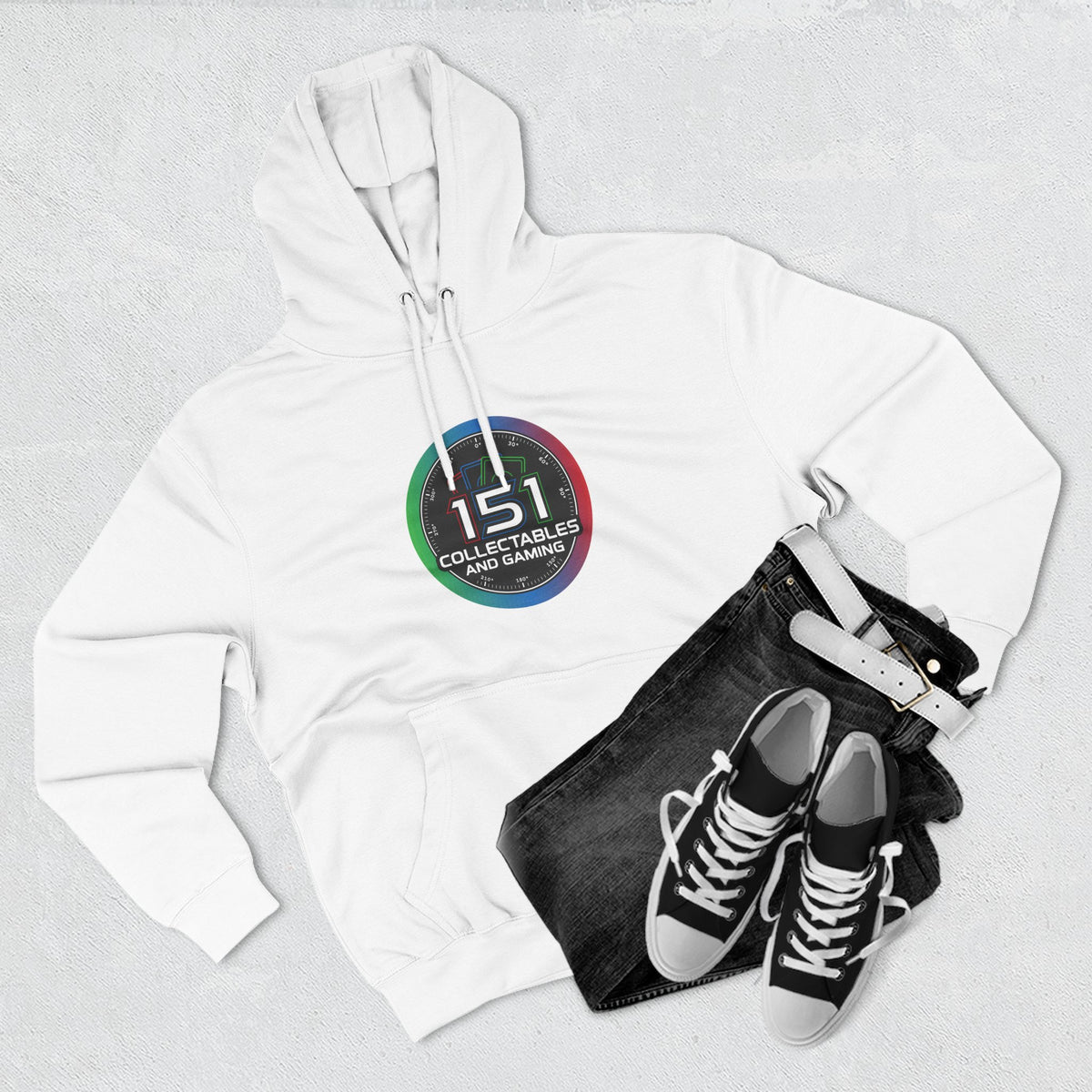 Three-Panel Fleece Hoodie In White | Retro Circle Logo