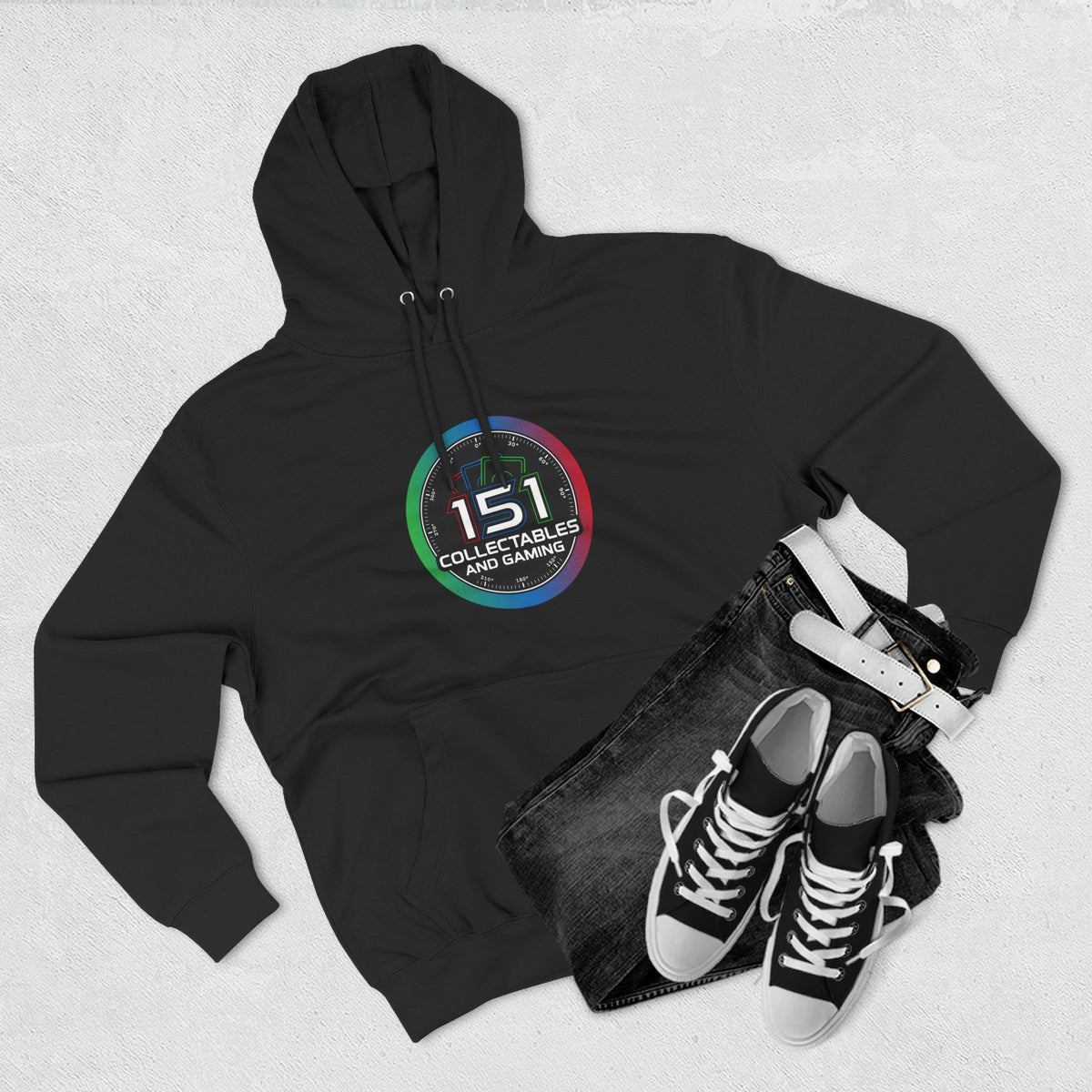Three-Panel Fleece Hoodie In White | Retro Circle Logo