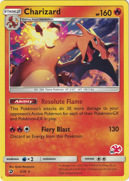 Charizard - 3/70 (#39 Charizard Stamped) - Battle Academy (BTA) [LP]