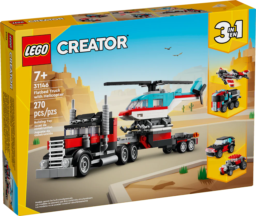 Flatbed Truck with Helicopter