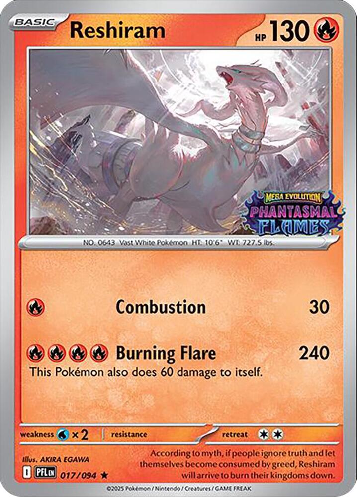 Reshiram (Phantasmal Flames Stamped) - Miscellaneous Cards & Products (MCAP)