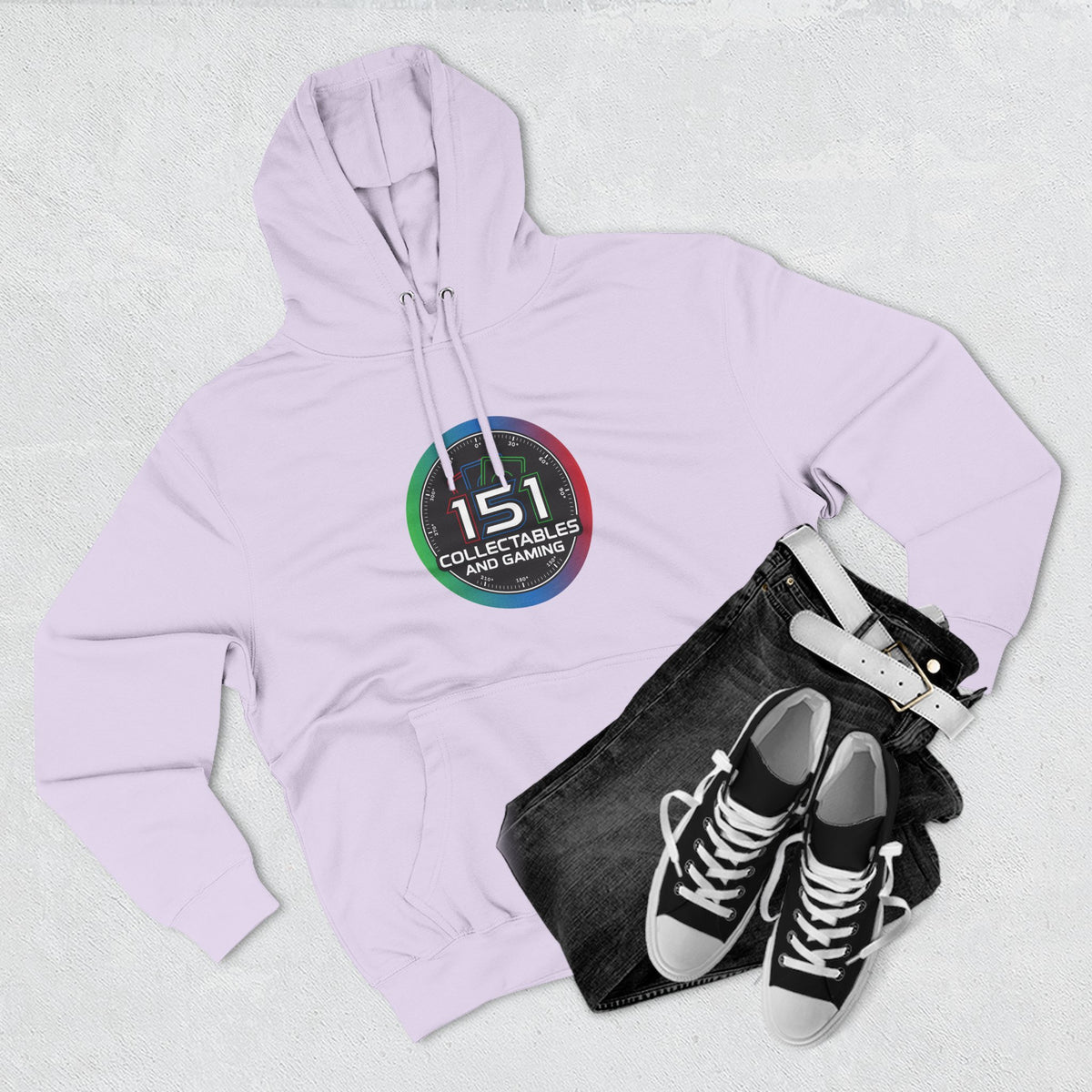 Three-Panel Fleece Hoodie In White | Retro Circle Logo