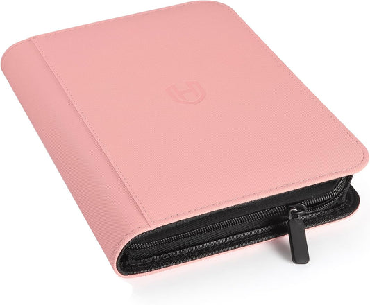 Binder: Textured Zipper 4-Pocket [Pink]
