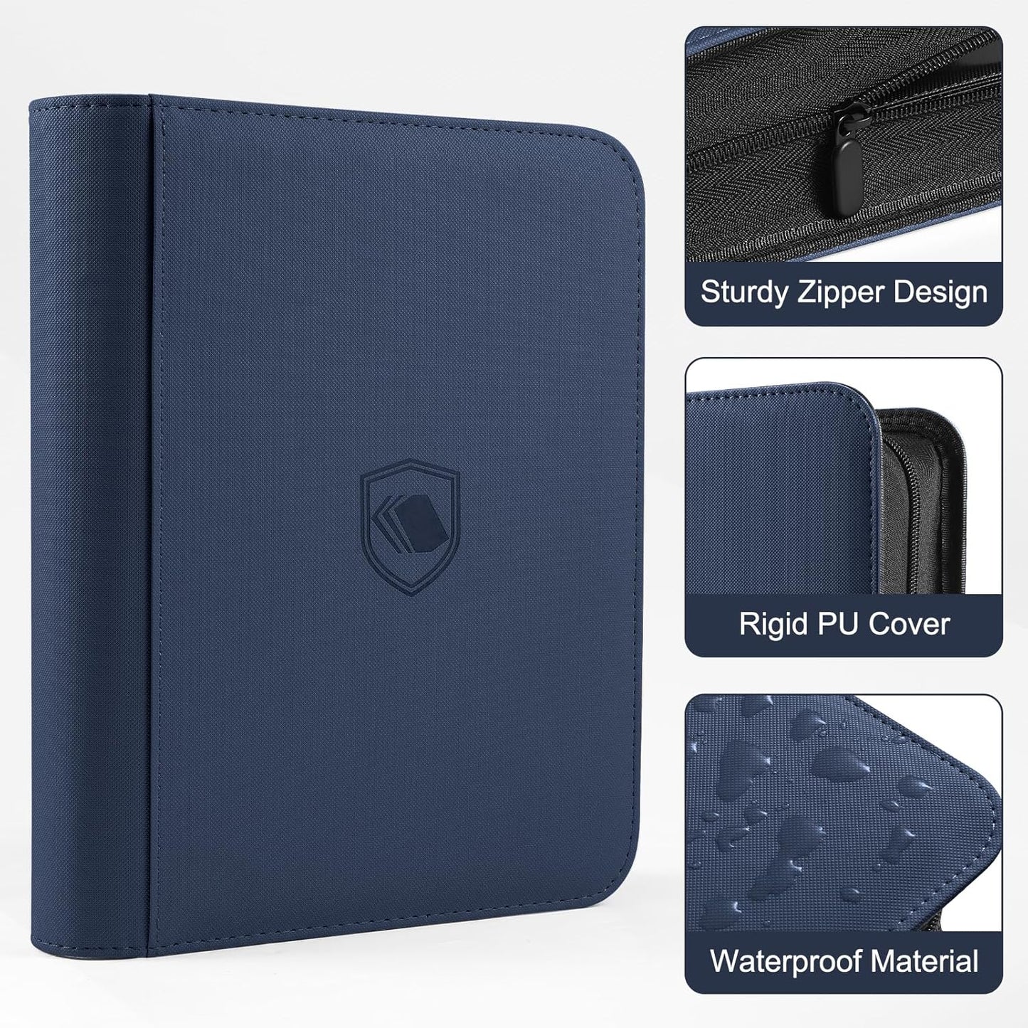 Binder: Textured Zipper Toploader 4-Pocket [Navy]