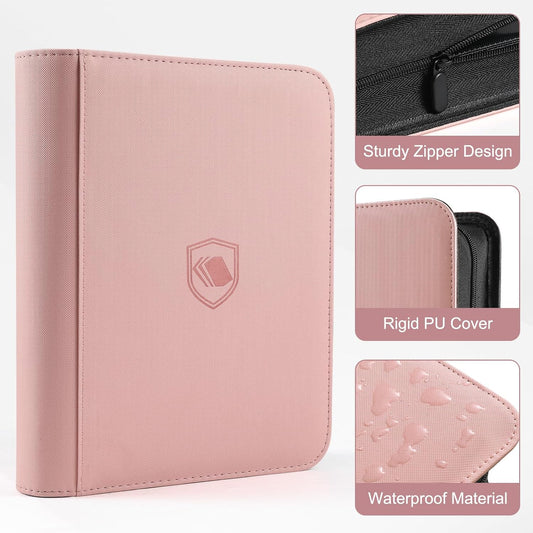 Binder: Textured Zipper Toploader 4-Pocket [Pink]