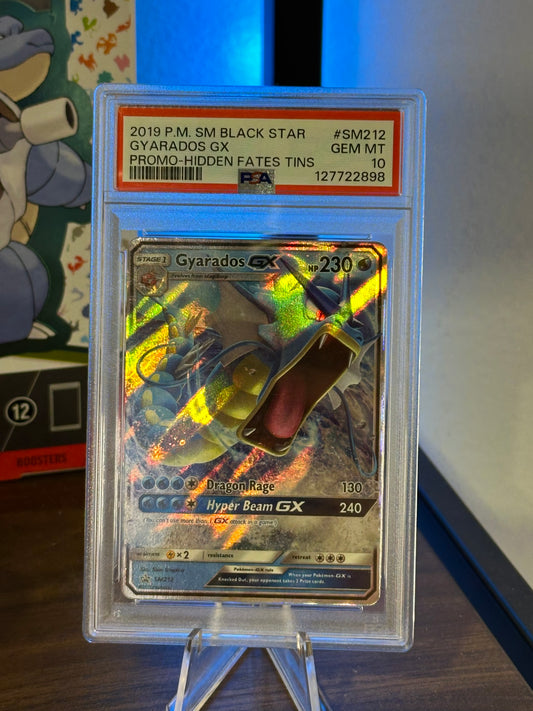 2019 P.M. SM BLACK STAR | GYARADOS GX | PROMO-HIDDEN FATES TINS | #SM212 | GEM MT 10