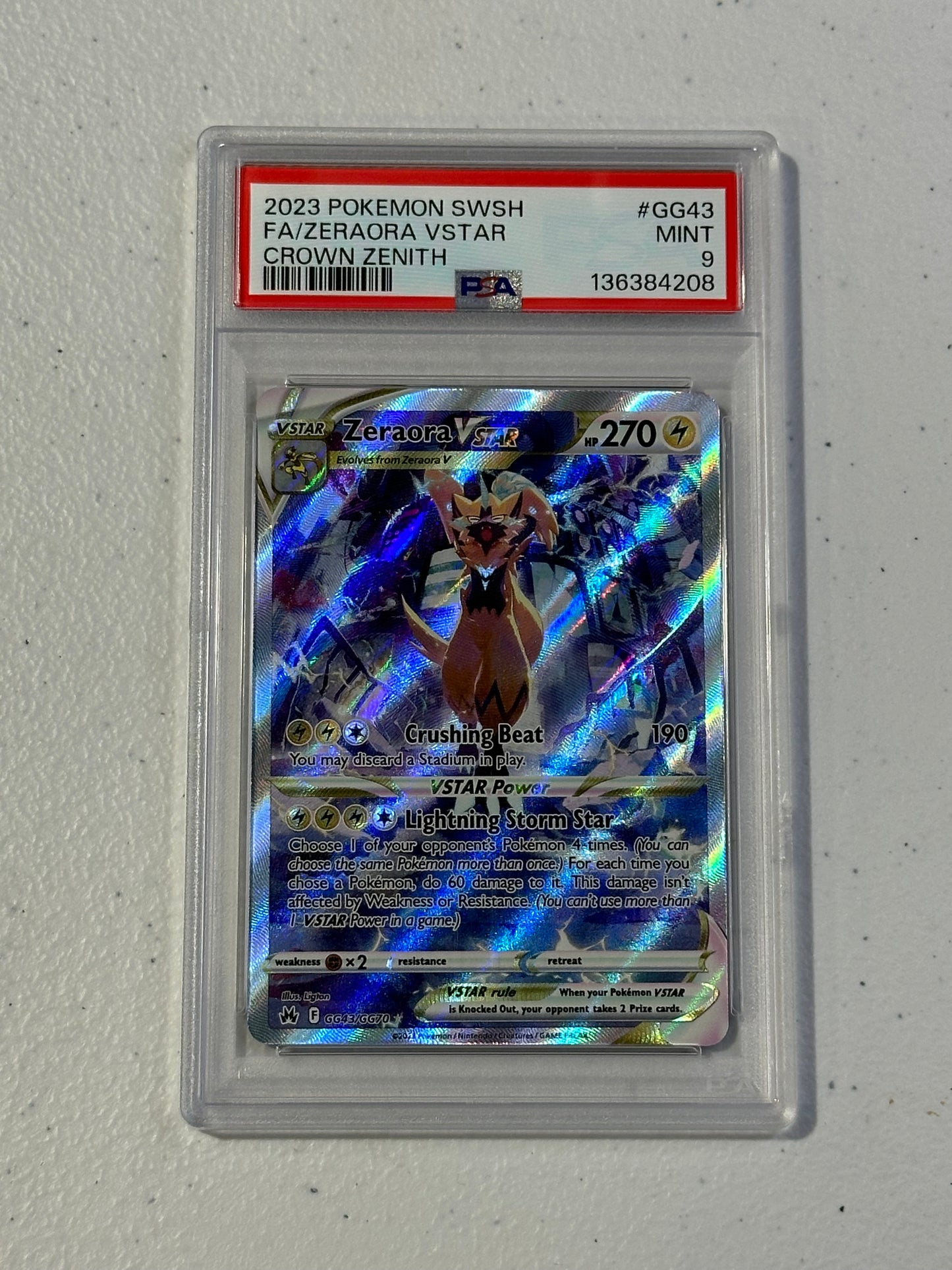 2023 Pokémon Crown Zenith Zeraora VSTAR (Galarian Gallery) #GG43 – PSA 9 Mint