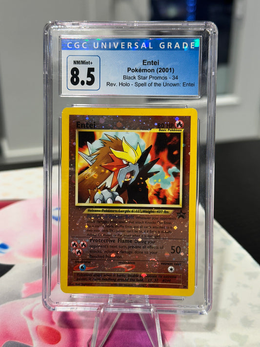 CGC 8.5 Entei – Black Star Promo #34 (Reverse Holo)