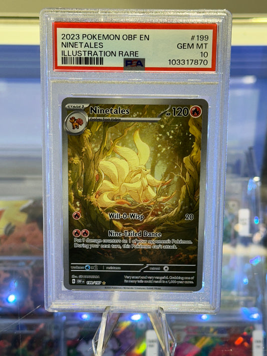 Ninetales #199 - 2023 Obsidian Flames Illustration Rare (PSA 10 GEM MT)