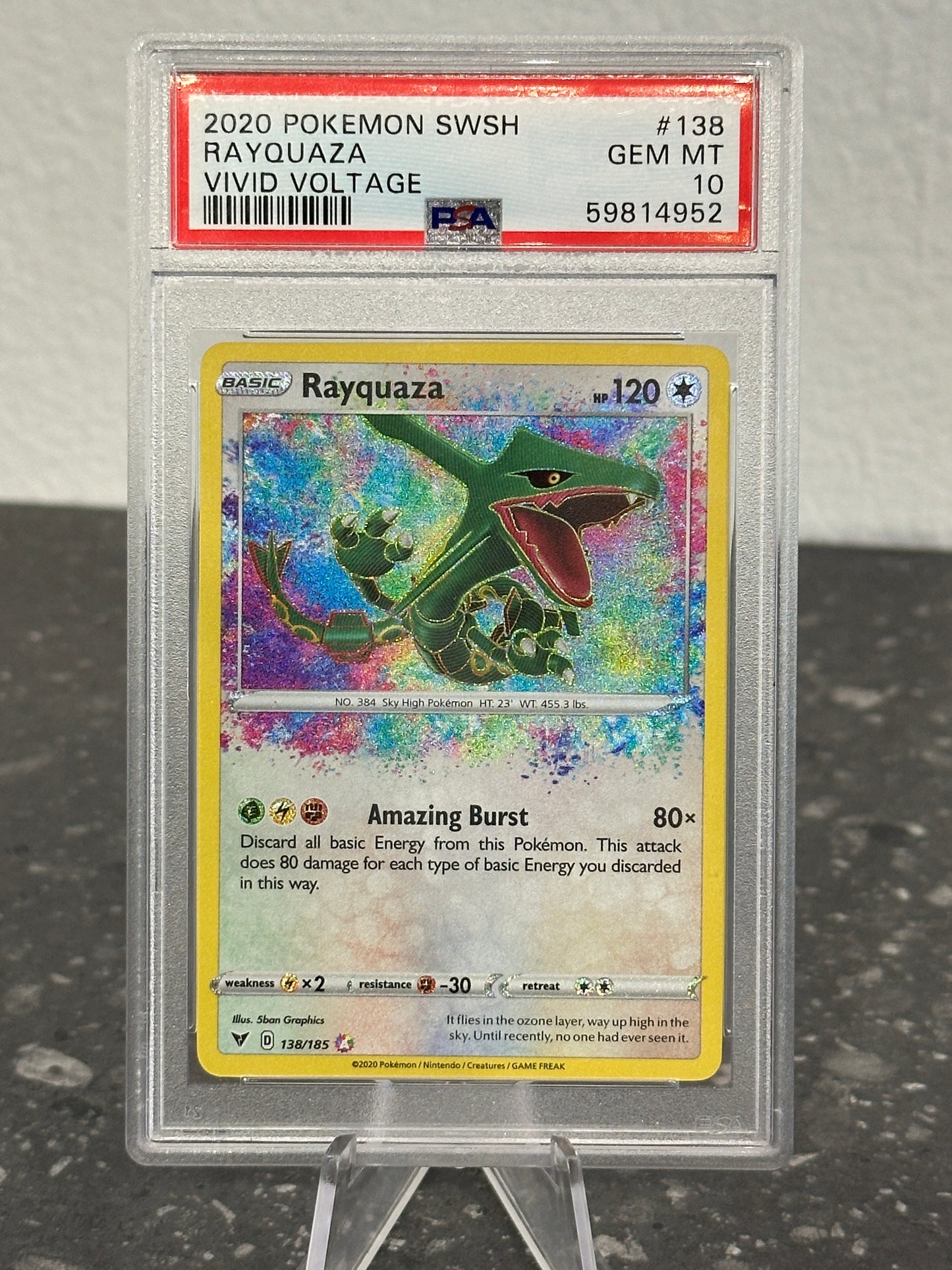 2020 Pokemon SWSH Rayquaza Vivid Voltage Amazing Rare #138 - PSA 10 GEM MINT