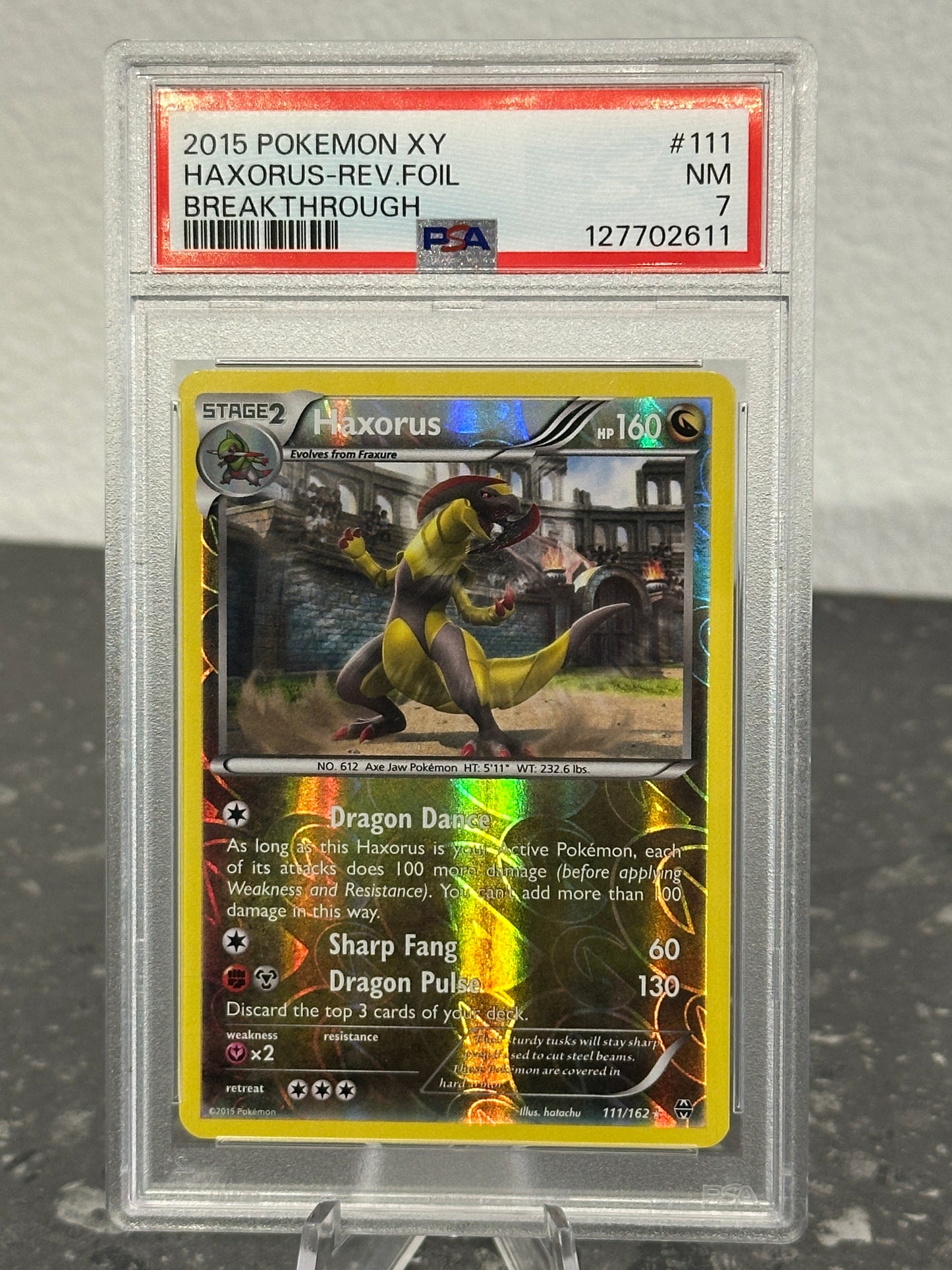 2015 Pokemon XY Haxorus Reverse Foil Foil BREAKthrough #111 - PSA 7 NM