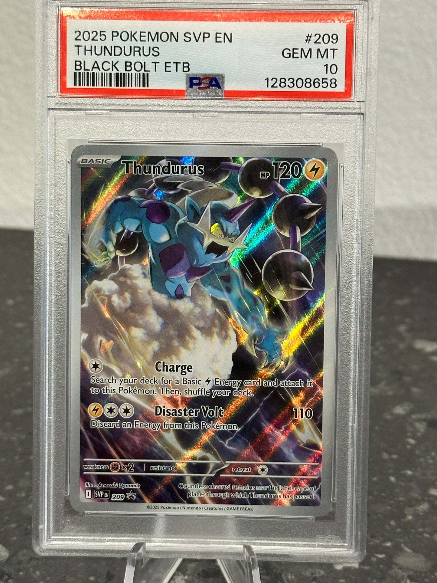 2025 Pokemon SVP EN Thundurus #209 Black Bolt ETB Promo - PSA 10 GEM MINT