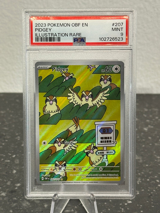2023 Pokemon Obsidian Flames Pidgey #207 Illustration Rare - PSA 9 MINT