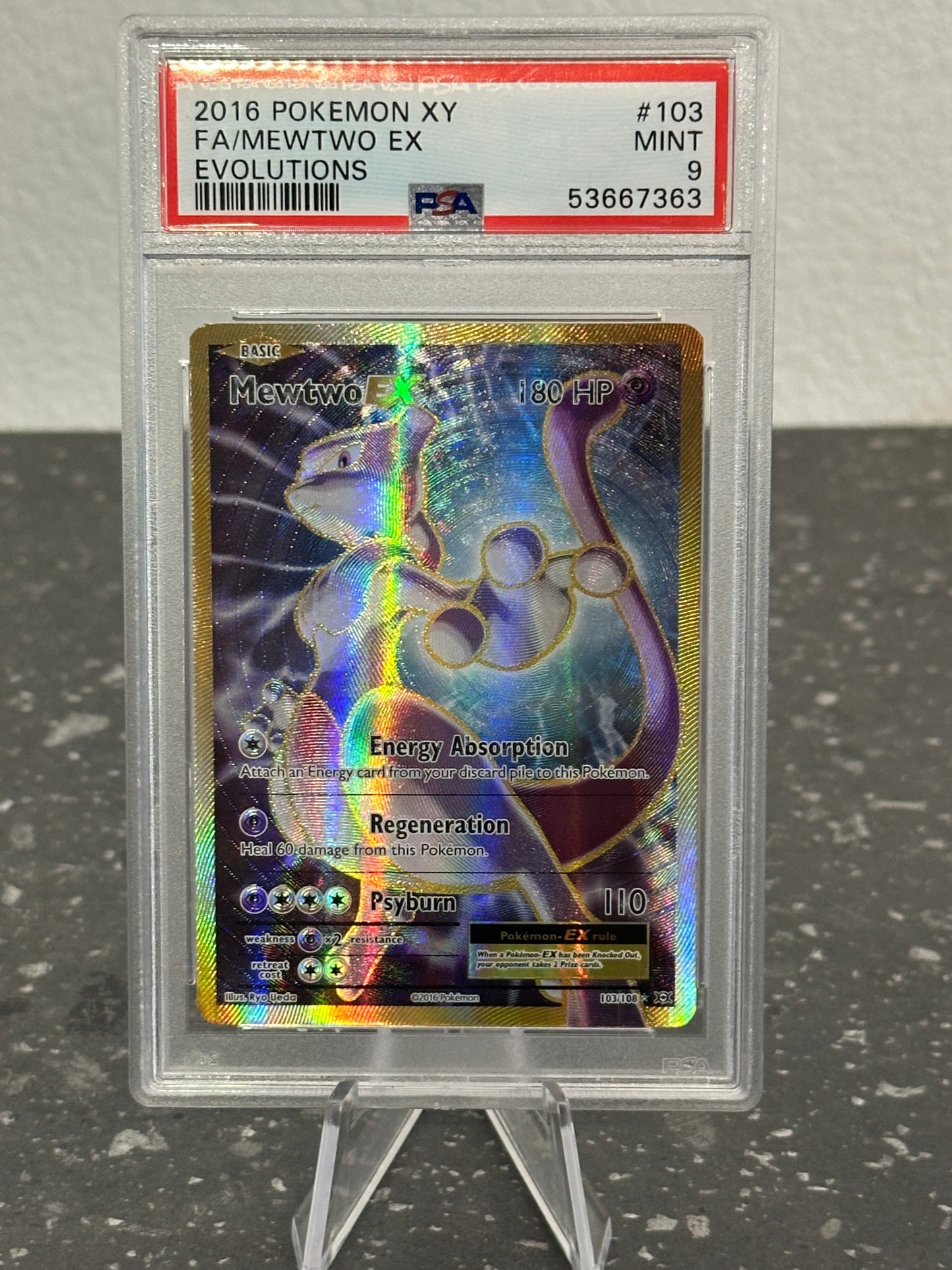 2016 Pokemon XY Evolutions Mewtwo EX Full Art #103 - PSA 9 MINT