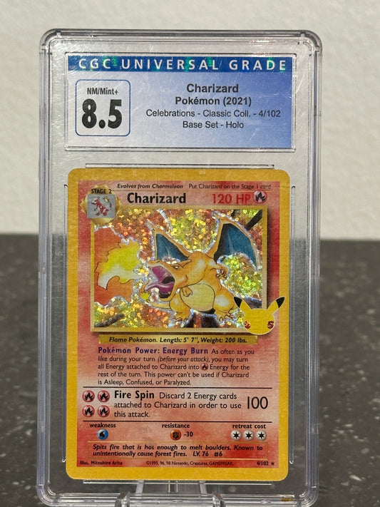2021 Pokemon Celebrations Classic Collection Charizard Base Set Reprint #4 - CGC 8.5 NM/MINT+