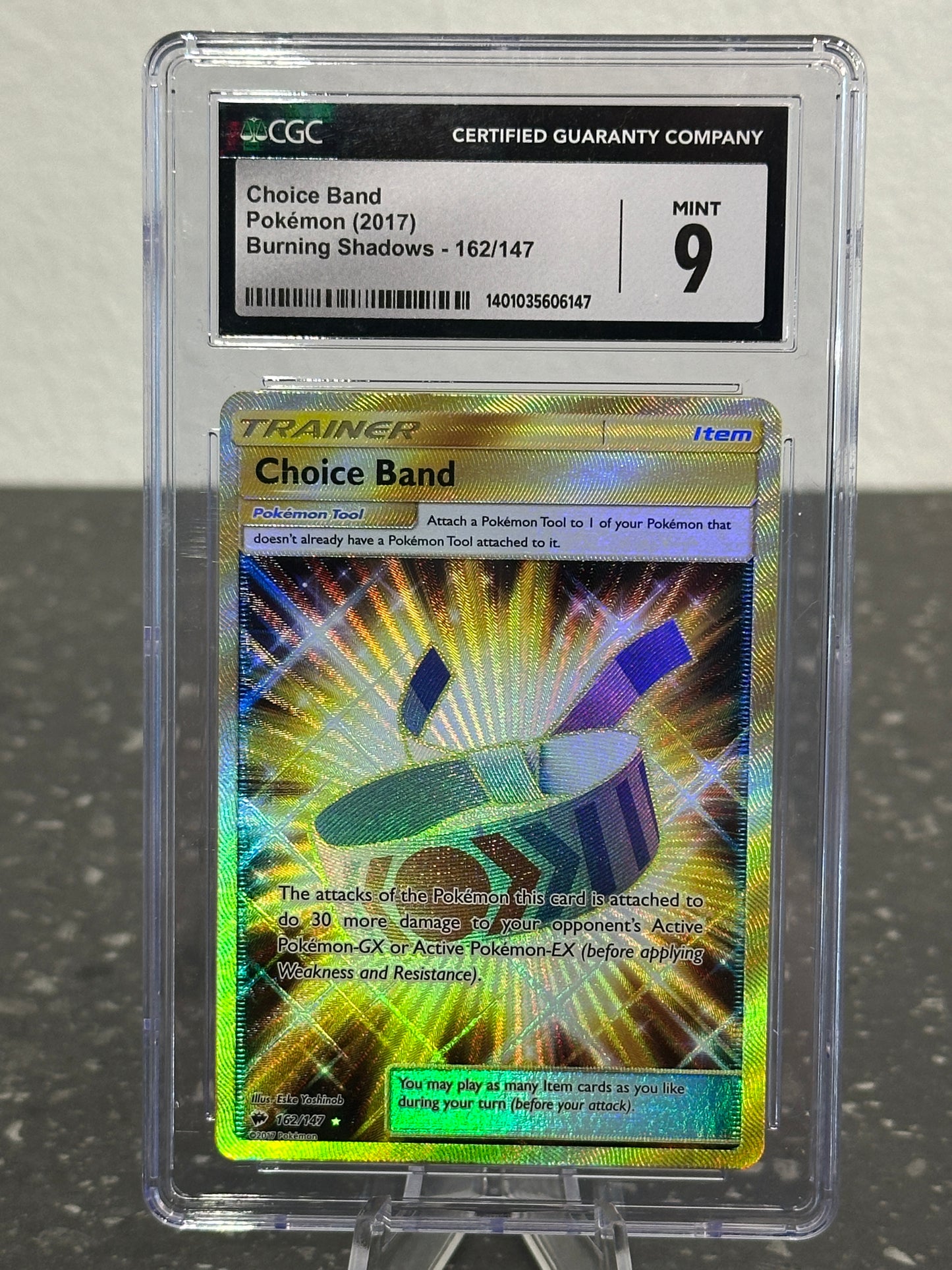 2017 Pokemon Burning Shadows Choice Band Gold Secret Rare #162/147 - CGC 9 MINT