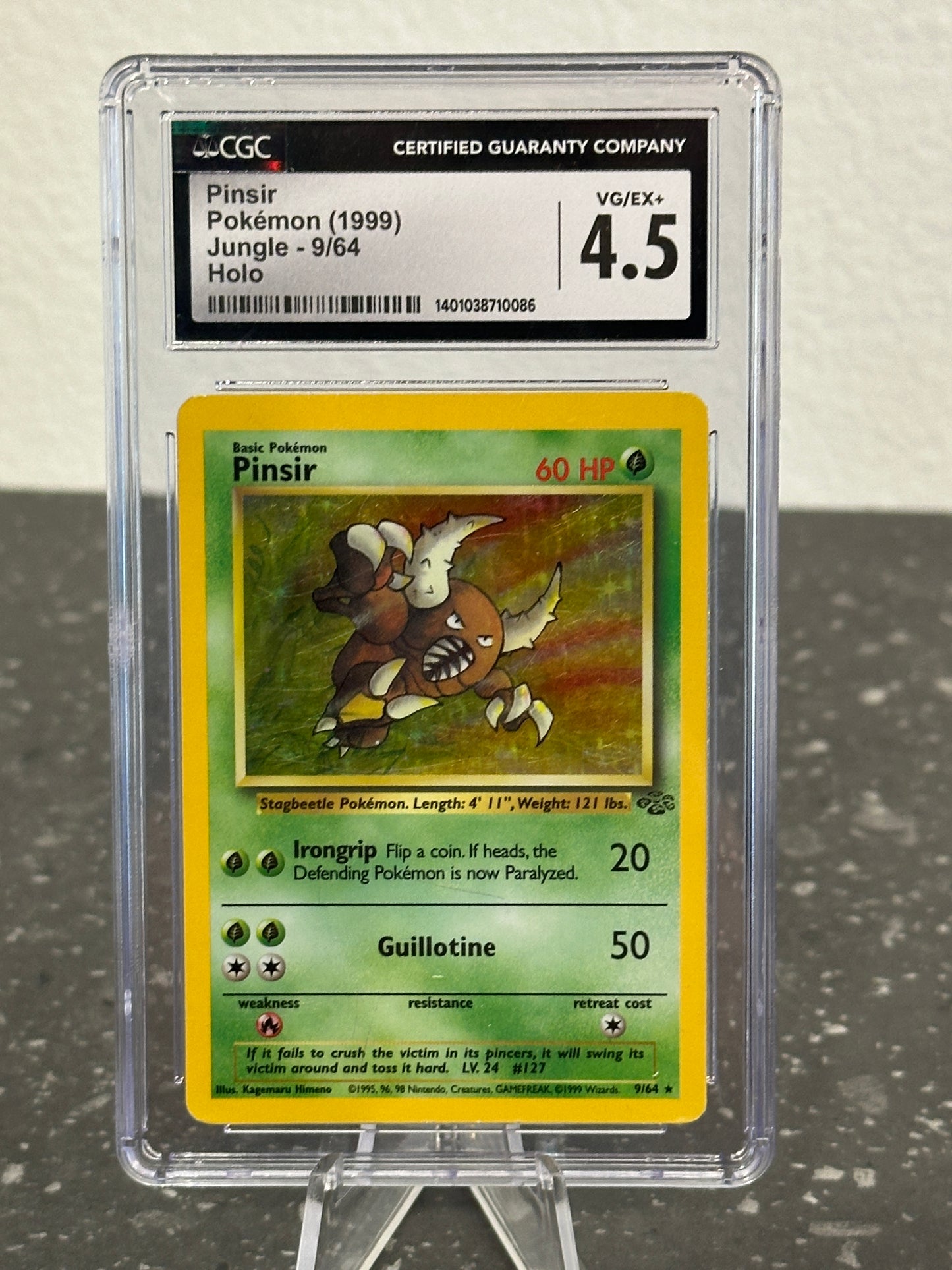 1999 Pokemon Jungle Pinsir Holo Rare 1st Generation #9/64 - CGC 4.5 VG/EX+