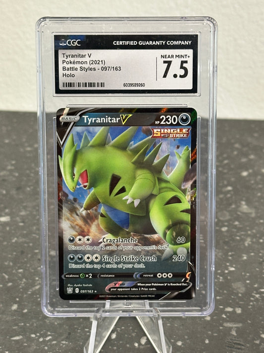 2021 Pokemon Battle Styles Tyranitar V Single Strike #097/163 - CGC 7.5 NM+