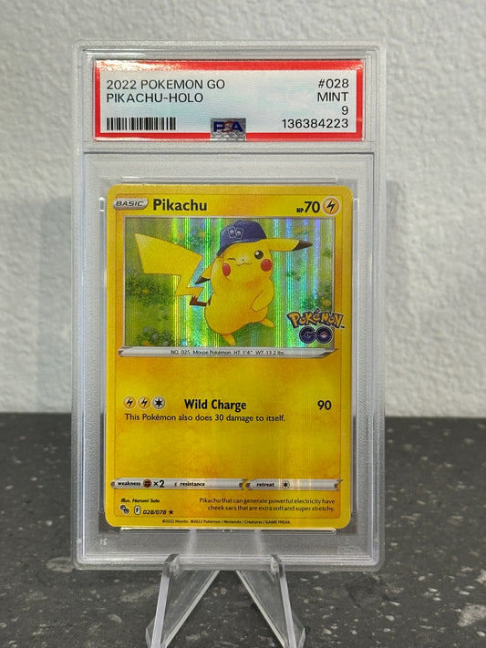 2022 Pokemon GO Pikachu Holo #028 Blue Cap Promo PSA 9 MINT