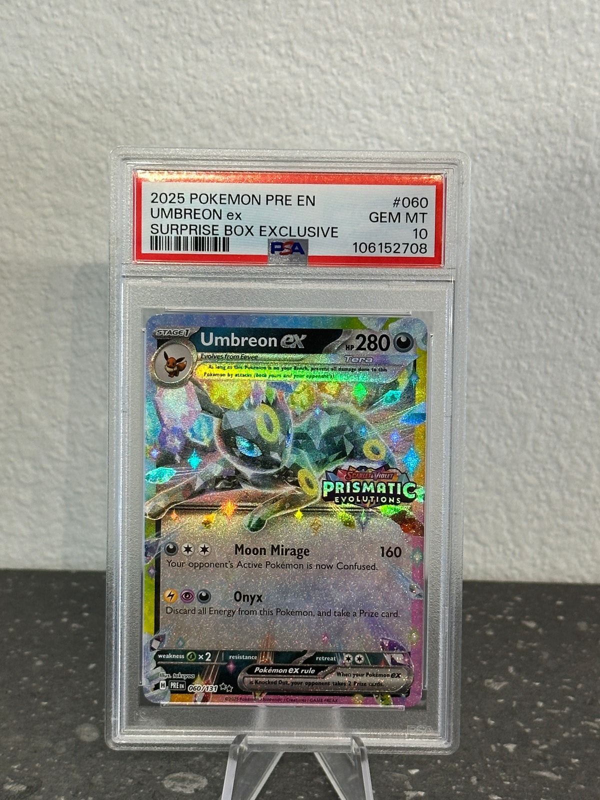 2025 Pokemon Prismatic Evolutions Umbreon ex #060 Surprise Box Promo PSA 10 GEM MINT