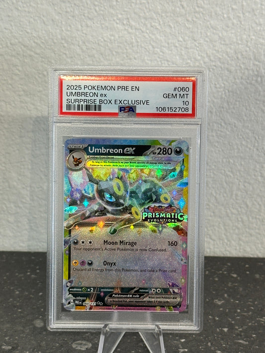 2025 Pokemon Prismatic Evolutions Umbreon ex #060 Surprise Box Promo PSA 10 GEM MINT