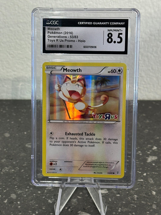 2016 Pokemon Generations Toys R Us Promo Meowth Holo #53 CGC 8.5 NM/MINT+
