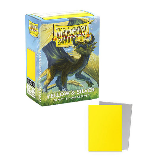 Dragon Shield Sleeves: Standard DUAL- Matte Yellow & Silver (100 ct.)