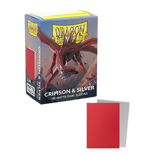 Dragon Shield Sleeves: Standard DUAL- Matte Crimson & Silver (100 ct.)