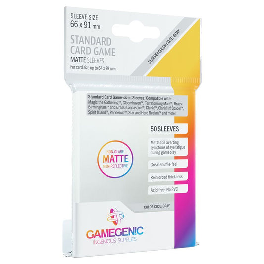 Deck Protector: Gamegentic Matte: Standard Card Game Grey (50)